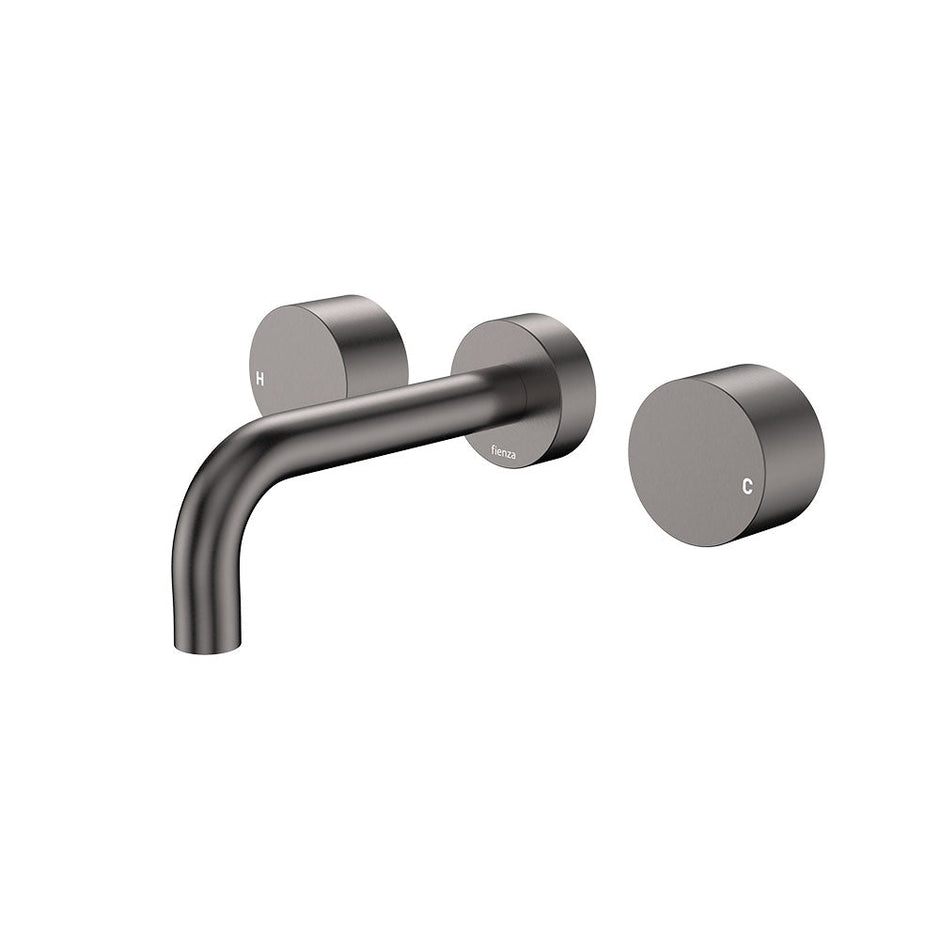 Kaya Wall Set, Round Taps, 130mm Outlet in Gun Metal
