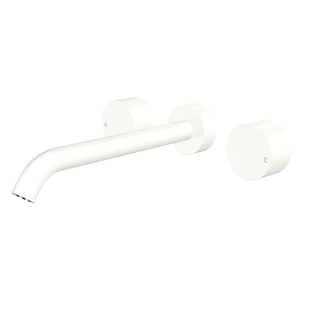 Kaya Wall Set, Round Taps, 220mm Outlet in Matte White