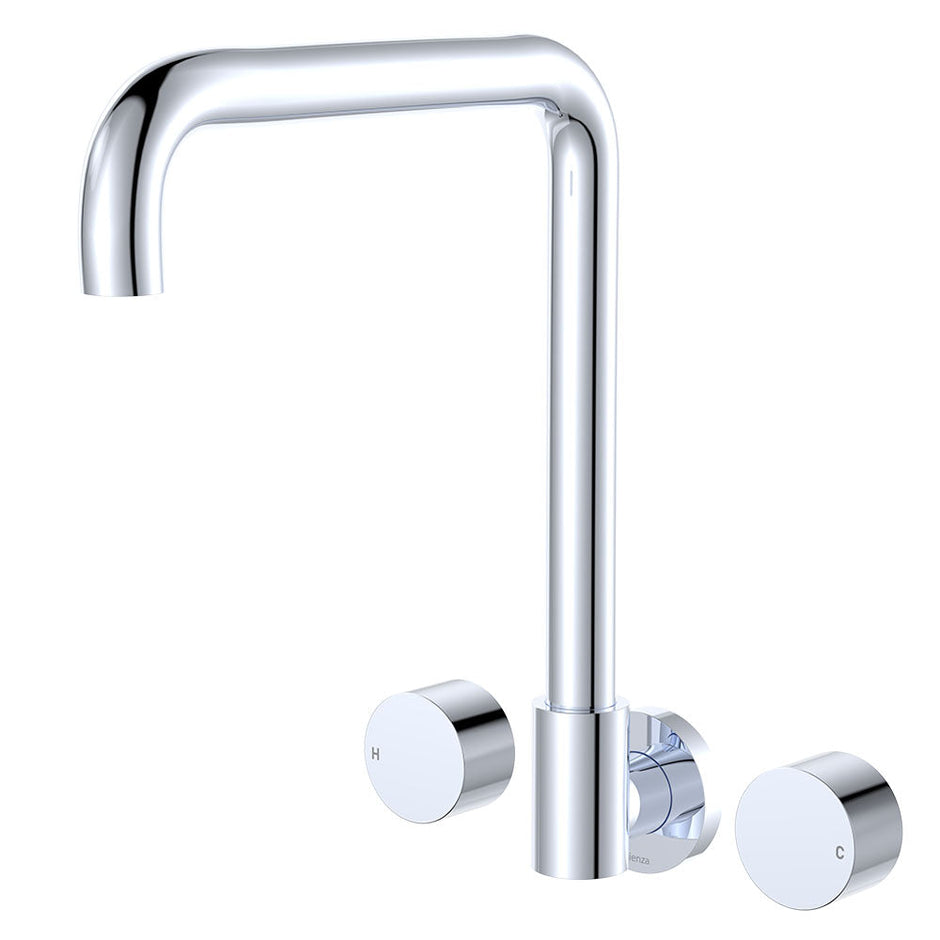 Kaya Squareline Wall Set, Round Taps in Chrome