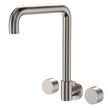 Kaya Squareline Wall Set, Round Taps in Brushed Nickel
