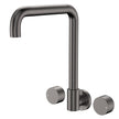 Kaya Squareline Wall Set, Round Taps in Gun Metal