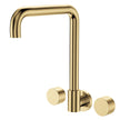 Kaya Squareline Wall Set, Round Taps in Urban Brass