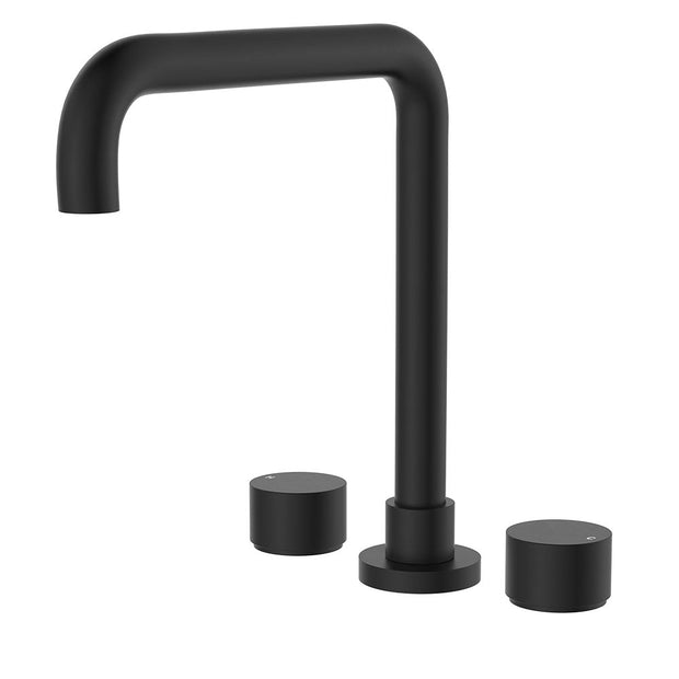 Kaya Squareline Hob Set, Round Taps in Matte Black