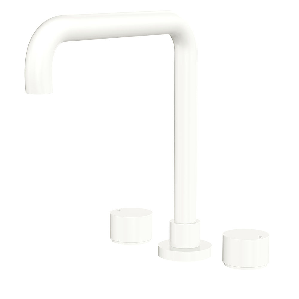 Kaya Squareline Hob Set, Round Taps in Matte White