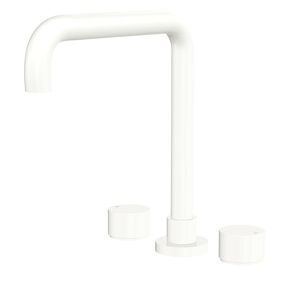 Kaya Squareline Hob Set, Round Taps in Matte White