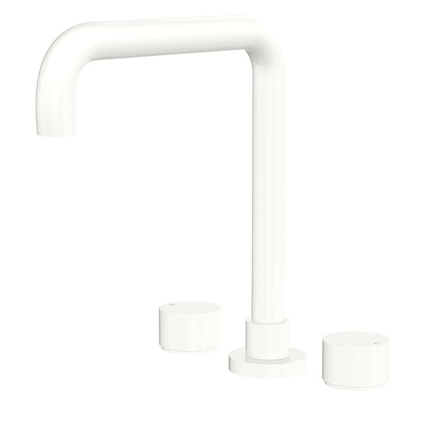 Kaya Squareline Hob Set, Round Taps in Matte White