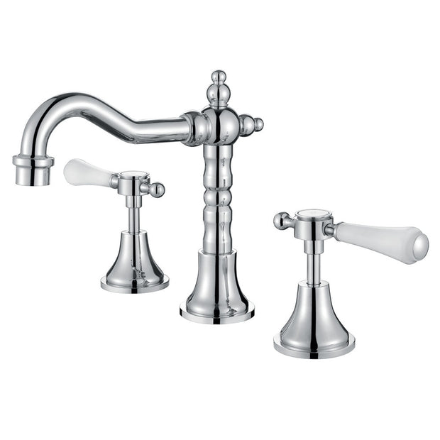 Lillian Lever Basin Set in Chrome with Ceramic White Handle