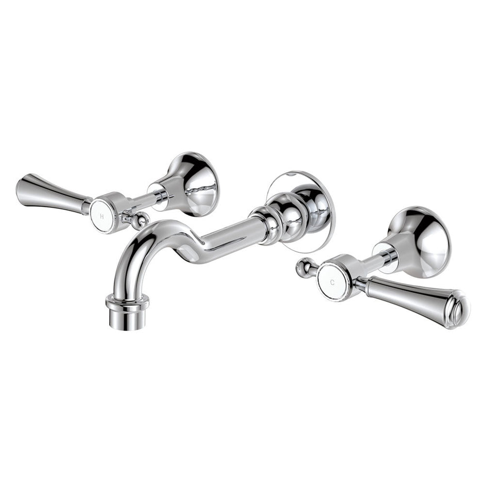Lillian Lever Basin/Bath Wall Set in Chrome