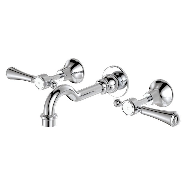 Lillian Lever Basin/Bath Wall Set in Chrome