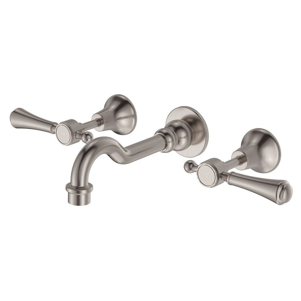 Lillian Lever Basin/Bath Wall Set in Brushed Nickel
