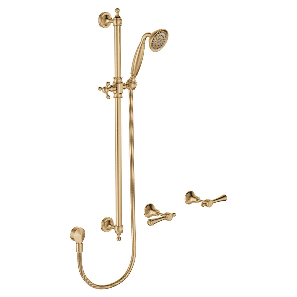 Lillian Lever Rail Shower Set in Urban Brass