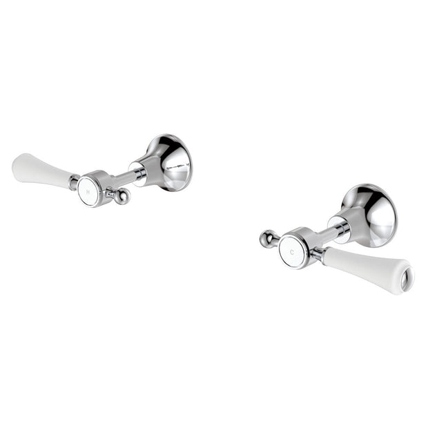 Lillian Lever Wall Top Assemblies in Chrome with Ceramic White Handle