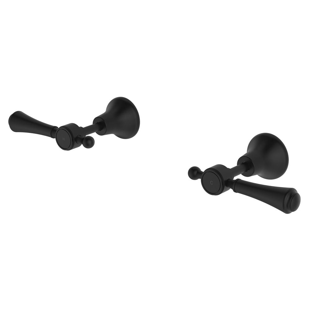 Lillian Lever Basin/Bath Wall Set in Matte Black