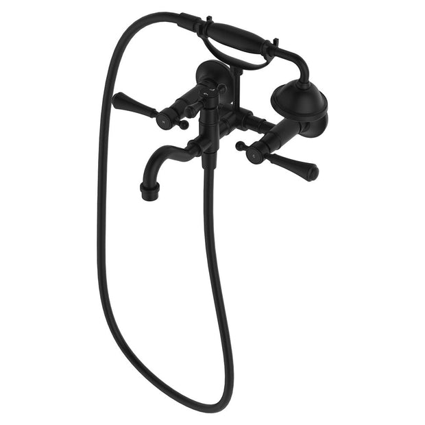 Lillian Lever Exposed Bath Tap Set with Hand Shower in Matte Black