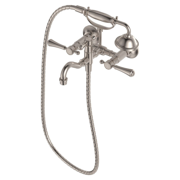 Lillian Lever Exposed Bath Tap Set with Hand Shower in Brushed Nickel