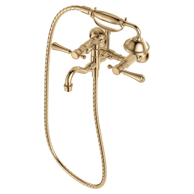 Lillian Lever Exposed Bath Tap Set with Hand Shower in Urban Brass