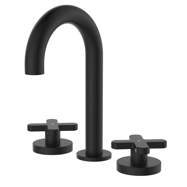 Kaya Round Hob Set, Cross Taps in Matte Black