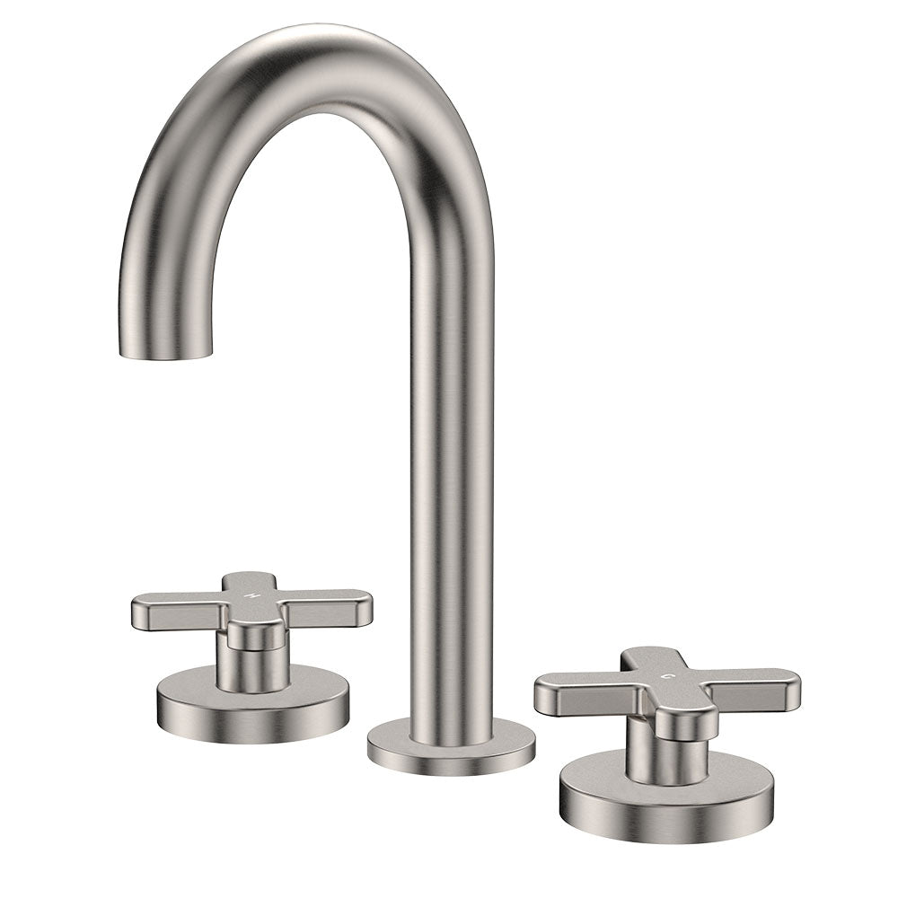 Kaya Round Hob Set, Cross Taps in Brushed Nickel