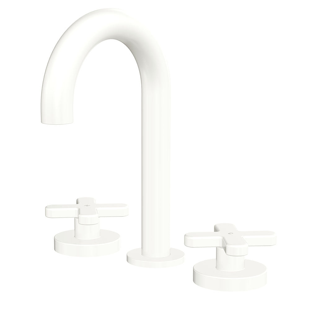 Kaya Round Hob Set, Cross Taps in Matte White