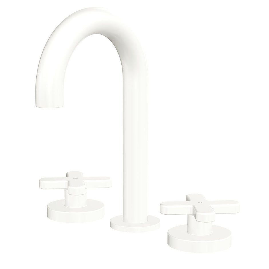 Kaya Round Hob Set, Cross Taps in Matte White