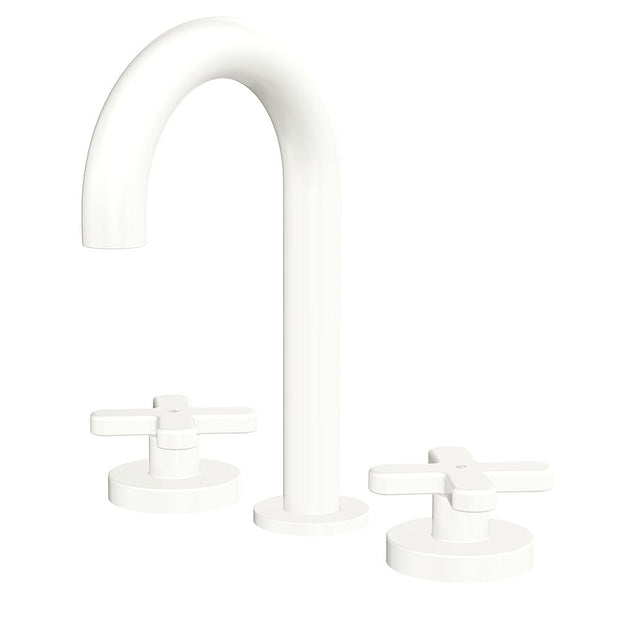 Kaya Round Hob Set, Cross Taps in Matte White