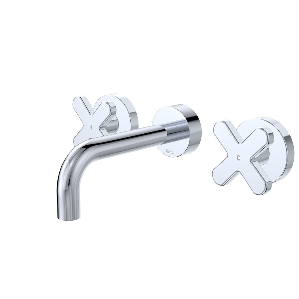 Kaya Wall Set, Cross Taps, 130mm in Chrome