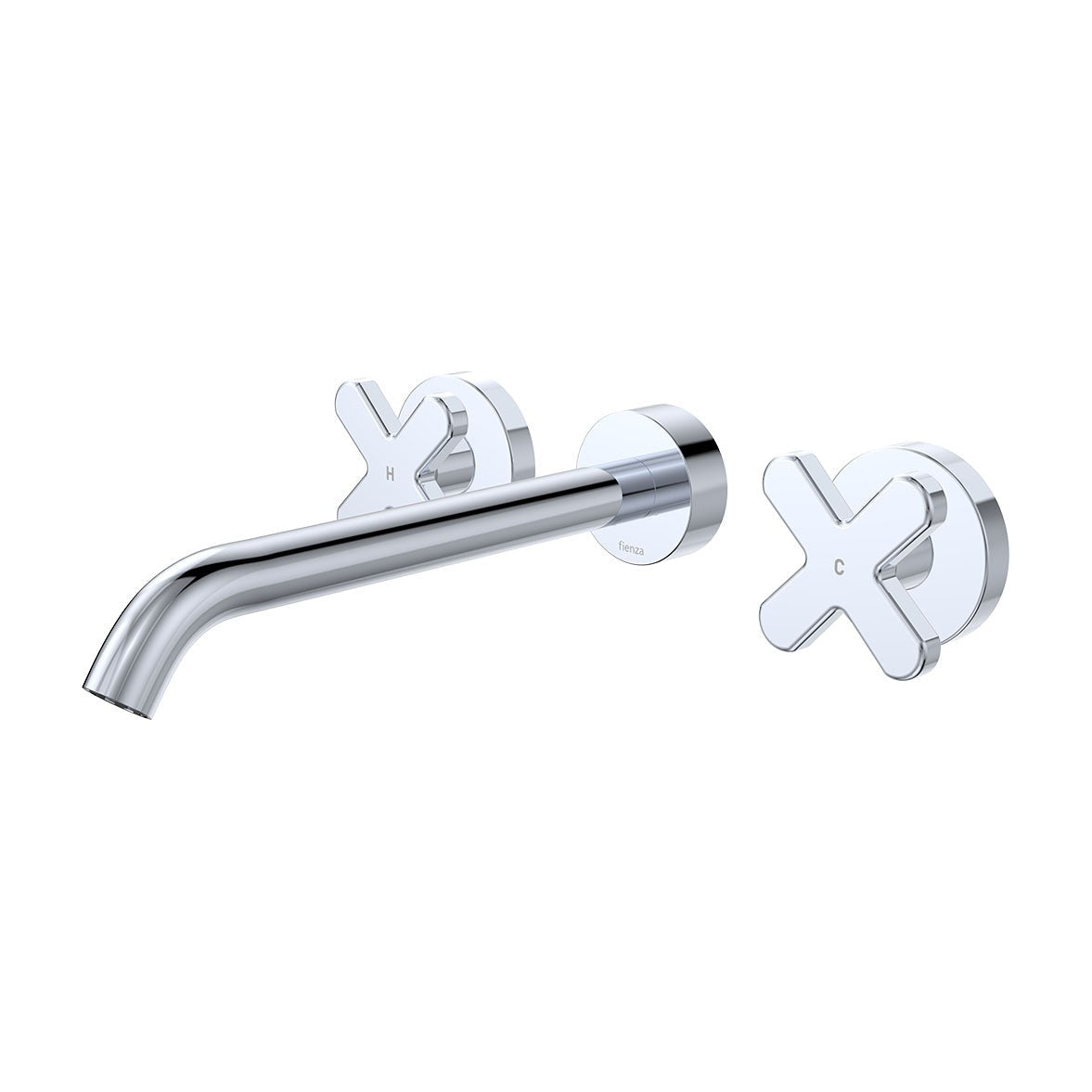 Kaya Wall Set, Cross Taps, 220mm in Chrome