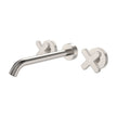Kaya Wall Set, Cross Taps, 220mm in Brushed Nickel