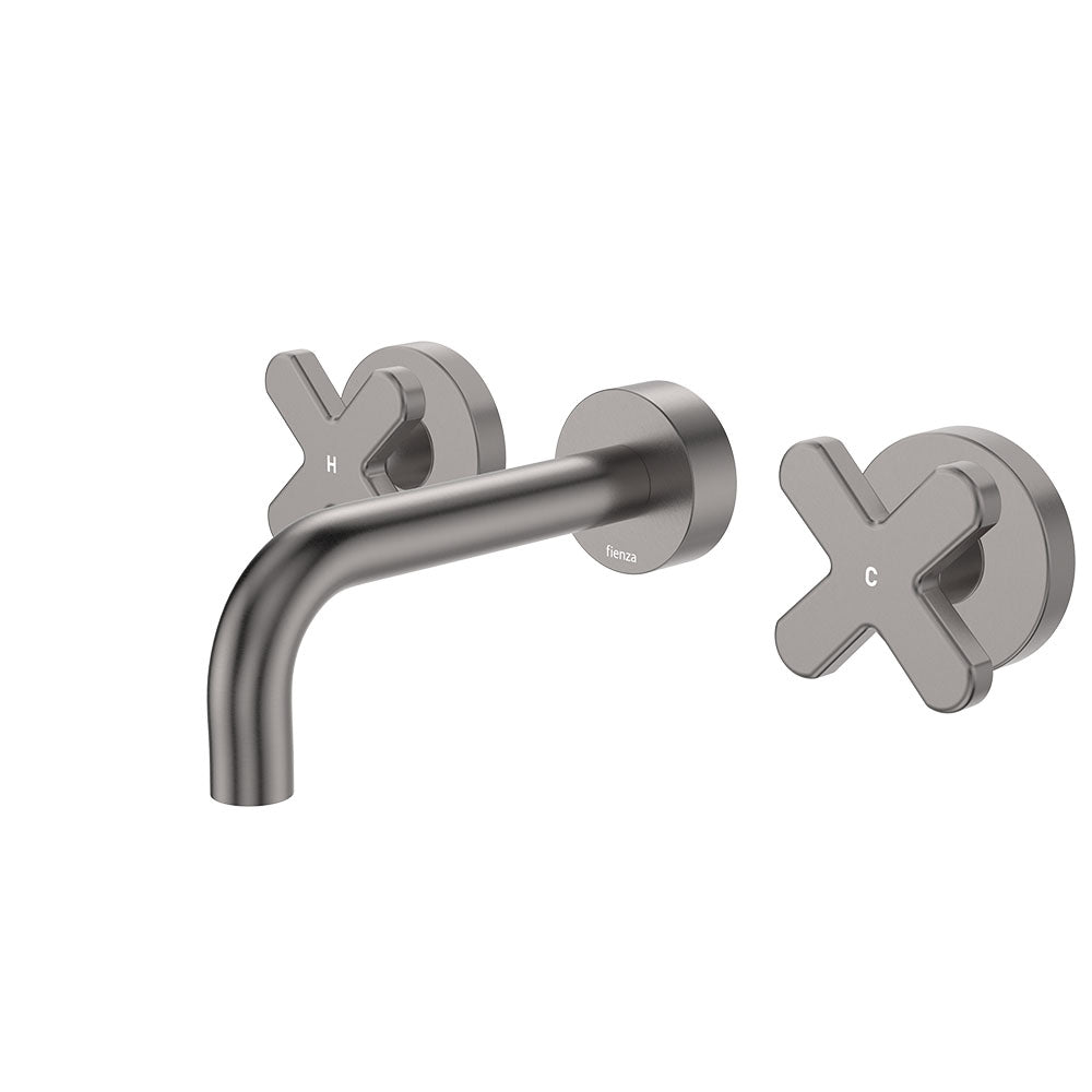Kaya Wall Set, Cross Taps, 130mm in Gun Metal