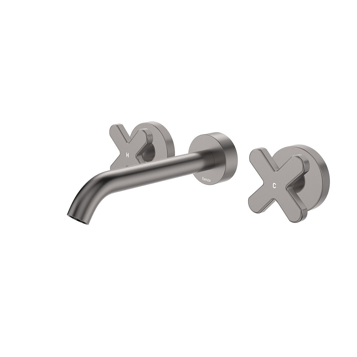 Kaya Wall Set, Cross Taps, 180mm in Gun Metal