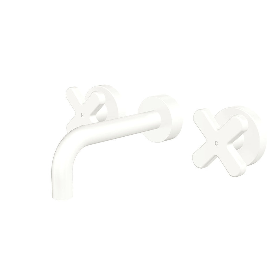 Kaya Wall Set, Cross Taps, 130mm in Matte White