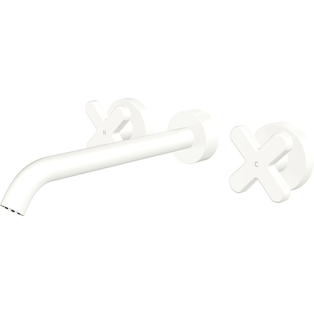 Kaya Wall Set, Cross Taps, 220mm in Matte White