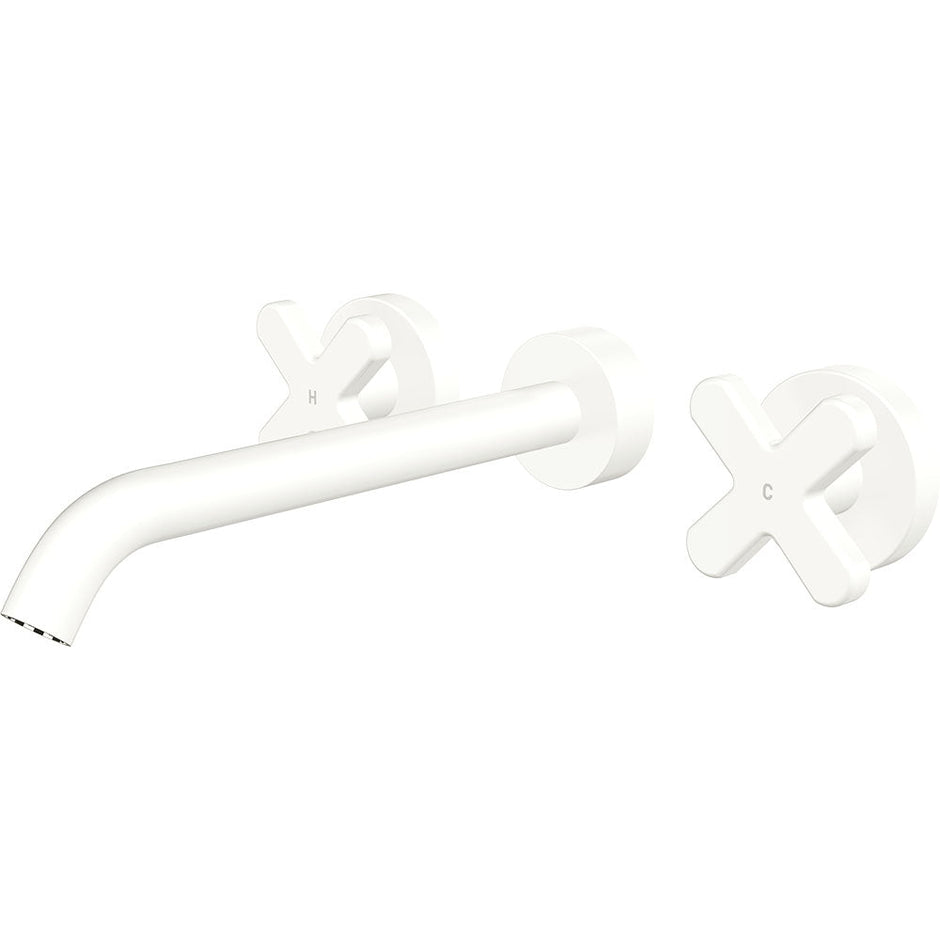 Kaya Wall Set, Cross Taps, 220mm in Matte White