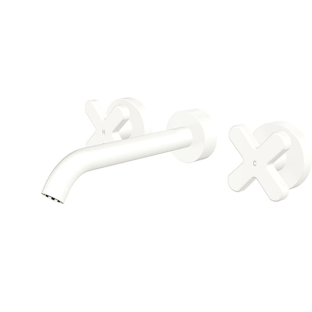 Kaya Wall Set, Cross Taps, 180mm in Matte White