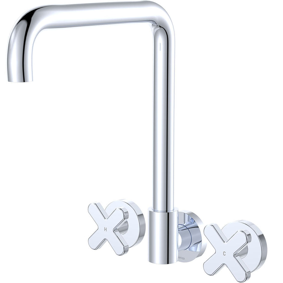 Kaya Squareline Wall Set, Cross Taps in Chrome
