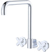 Kaya Squareline Wall Set, Cross Taps in Chrome