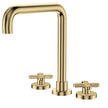 Kaya Squareline Hob Set, Cross Taps in Urban Brass