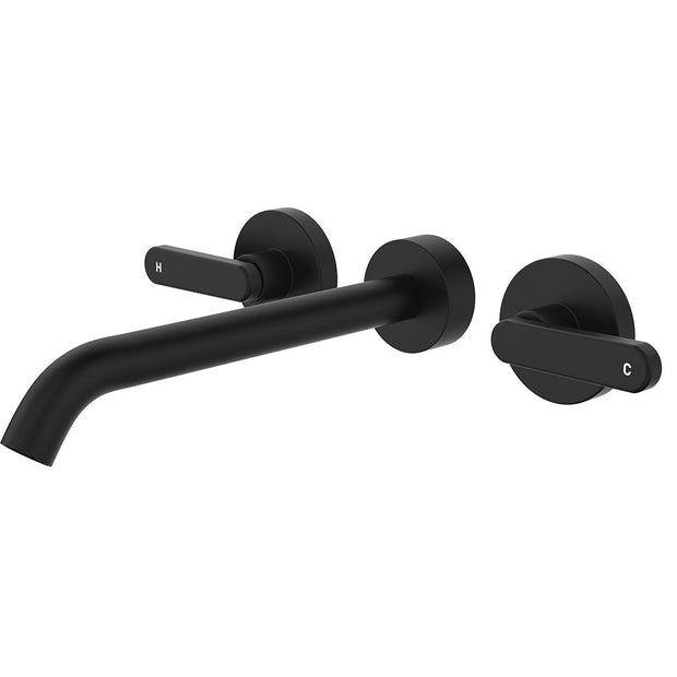 Kaya Wall Set, Lever Taps, 220mm in Matte Black