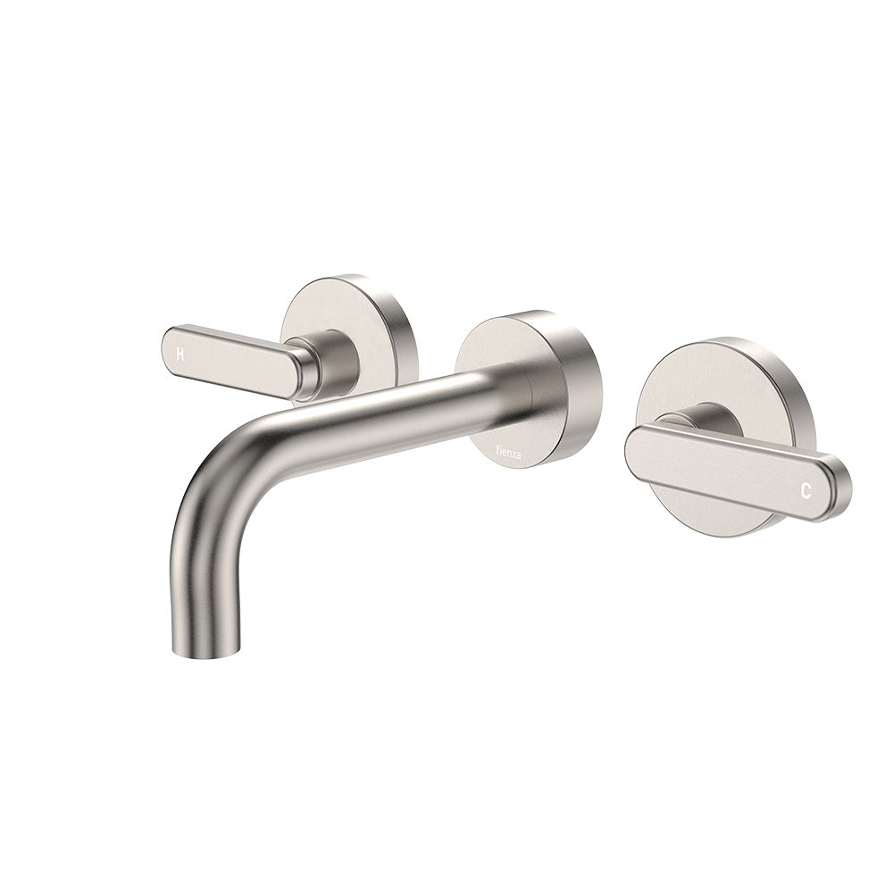 Kaya Wall Set, Lever Taps, 130mm in Brushed Nickel