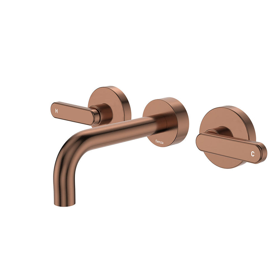Kaya Wall Set, Lever Taps, 130mm in Brushed Copper