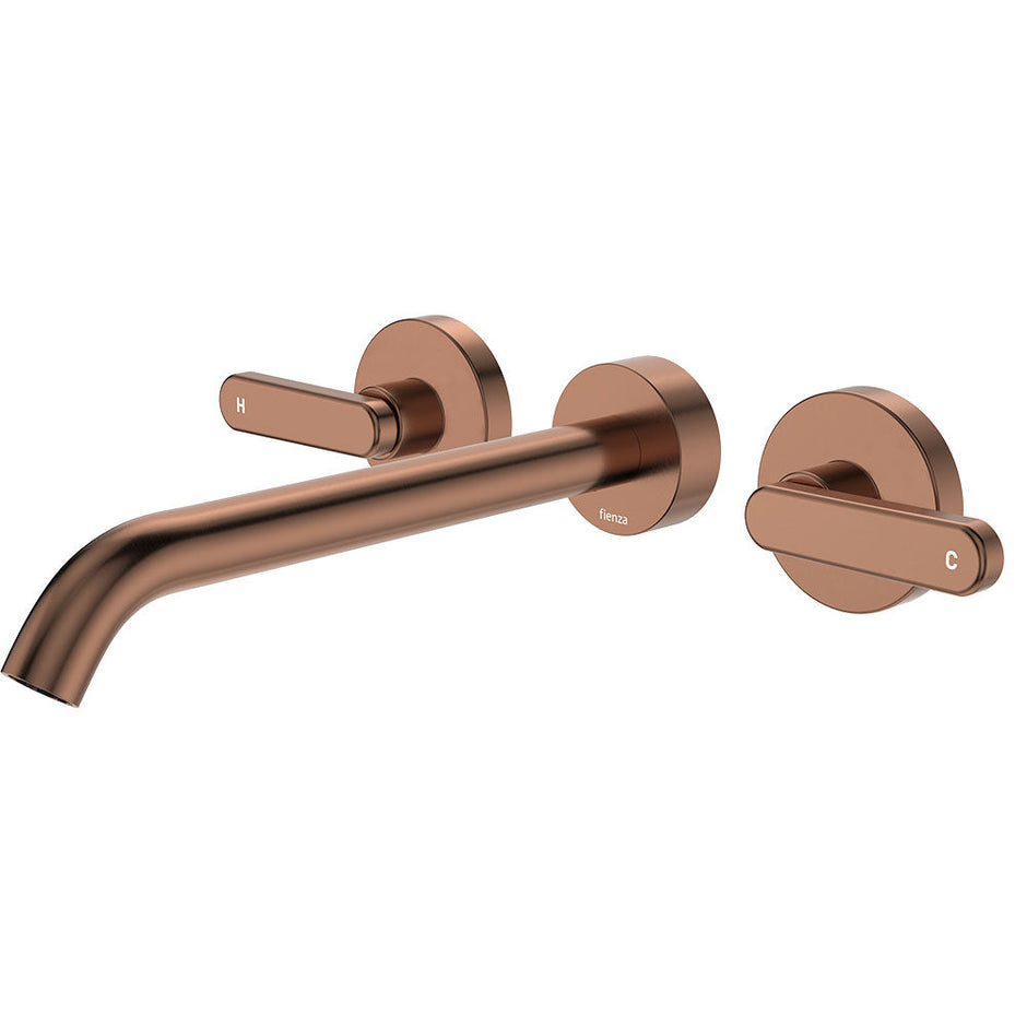 Kaya Wall Set, Lever Taps, 220mm in Brushed Copper