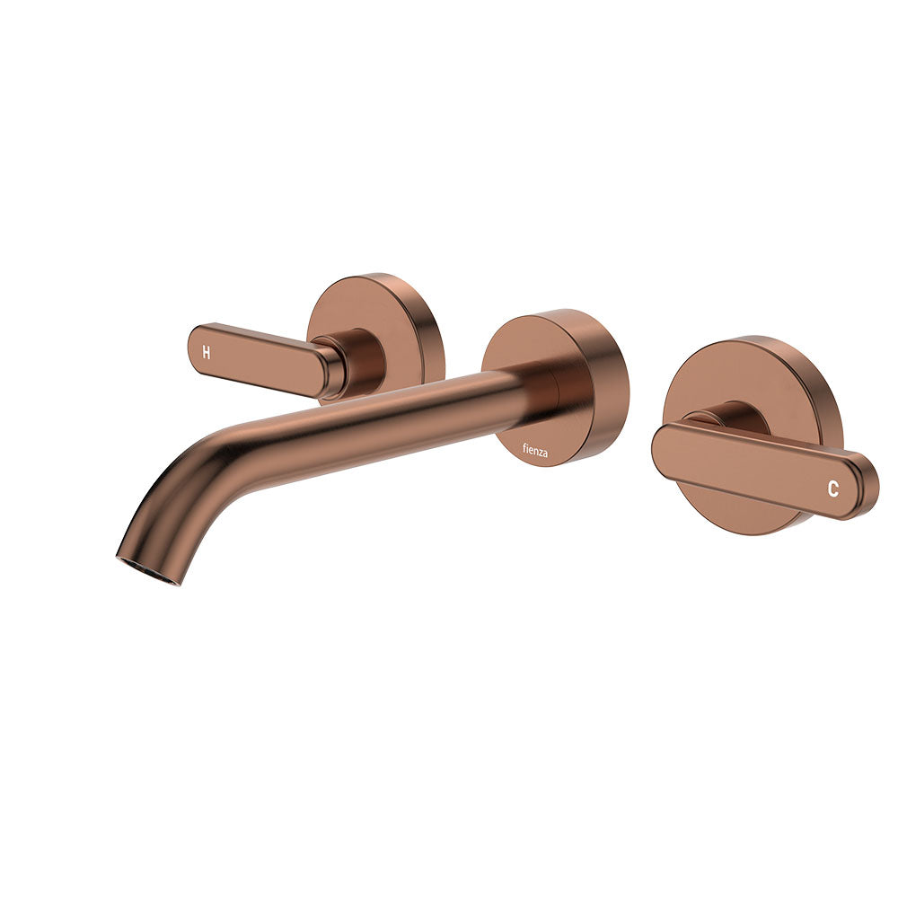 Kaya Wall Set, Lever Taps, 180mm in Brushed Copper