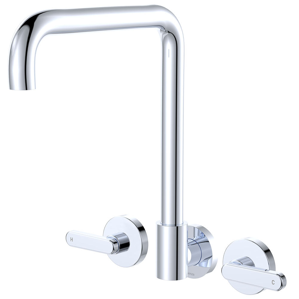 Kaya Squareline Wall Set, Lever Taps in Chrome