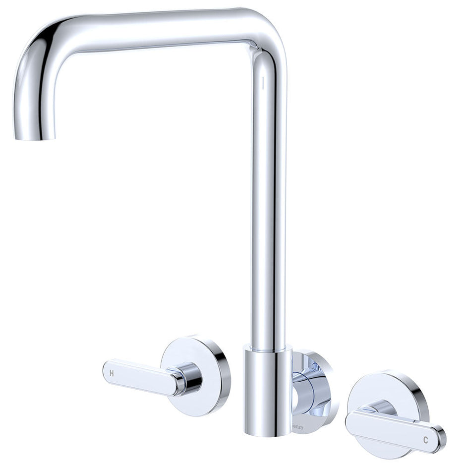 Kaya Squareline Wall Set, Lever Taps in Chrome