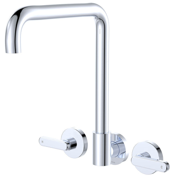 Kaya Squareline Wall Set, Lever Taps in Chrome
