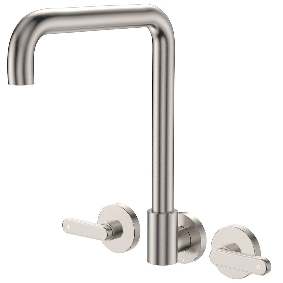 Kaya Squareline Wall Set, Lever Taps in Brushed Nickel