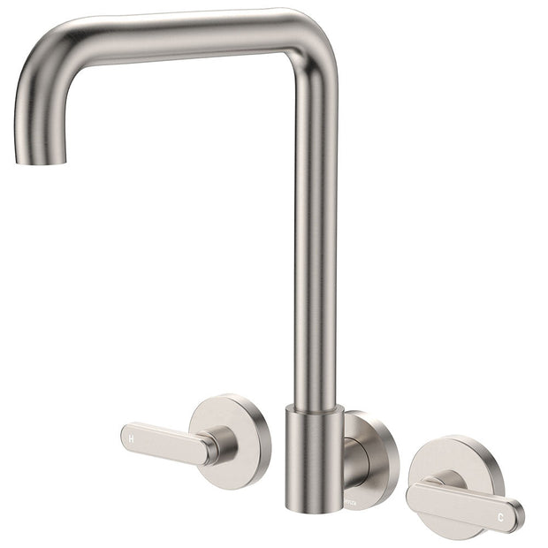 Kaya Squareline Wall Set, Lever Taps in Brushed Nickel