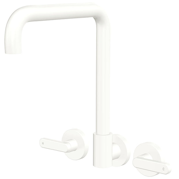Kaya Squareline Wall Set, Lever Taps in Matte White