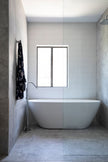 Round Pinless Freestanding Bath Spout and Hand Shower - Polished Chrome