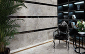 Euromarmo Breccia Grigia Marble Look Porcelain Tiles in a room setting